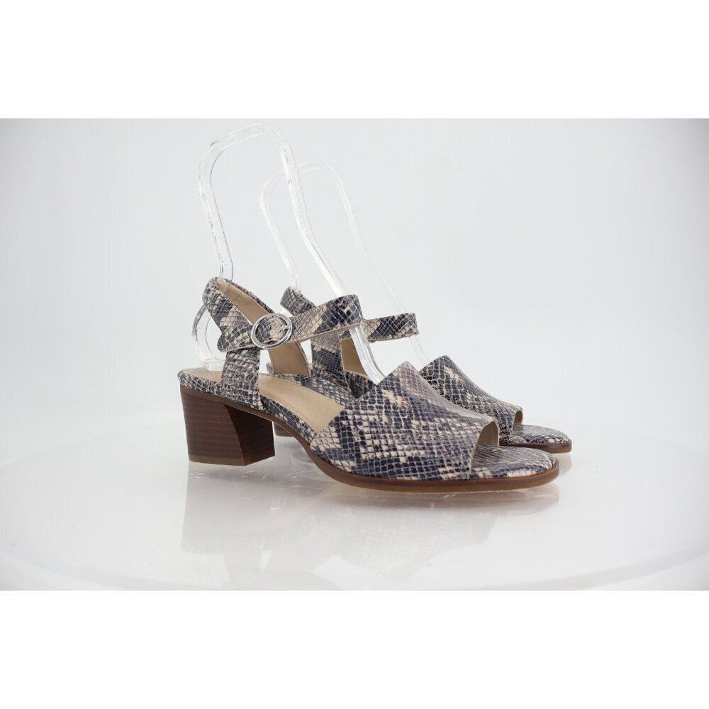 Earth Murano Haze Sandals Women' 9.5 Taupe Multi Snake Ankle Strap Block Heel